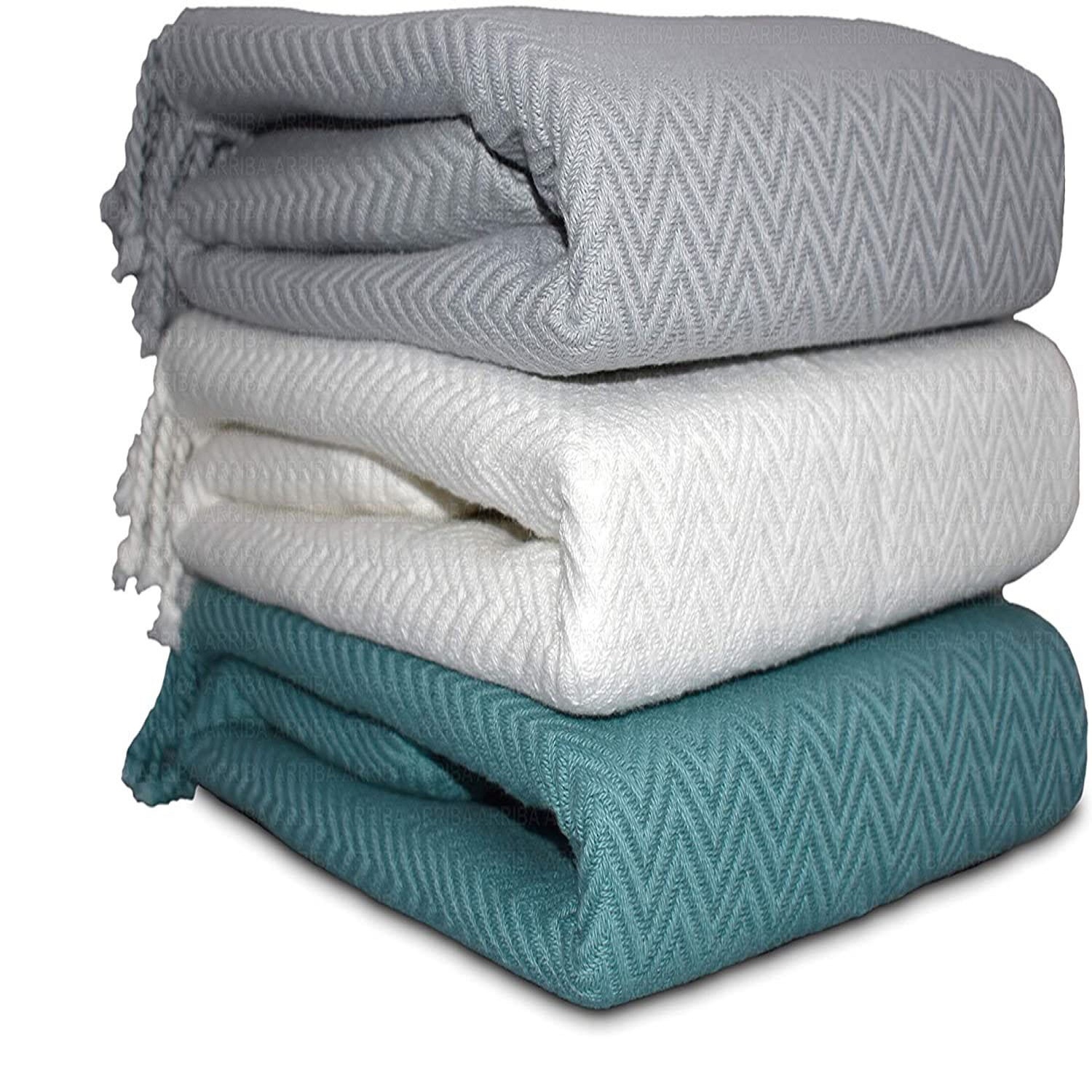 Woven cotton blanket hotsell with fringe